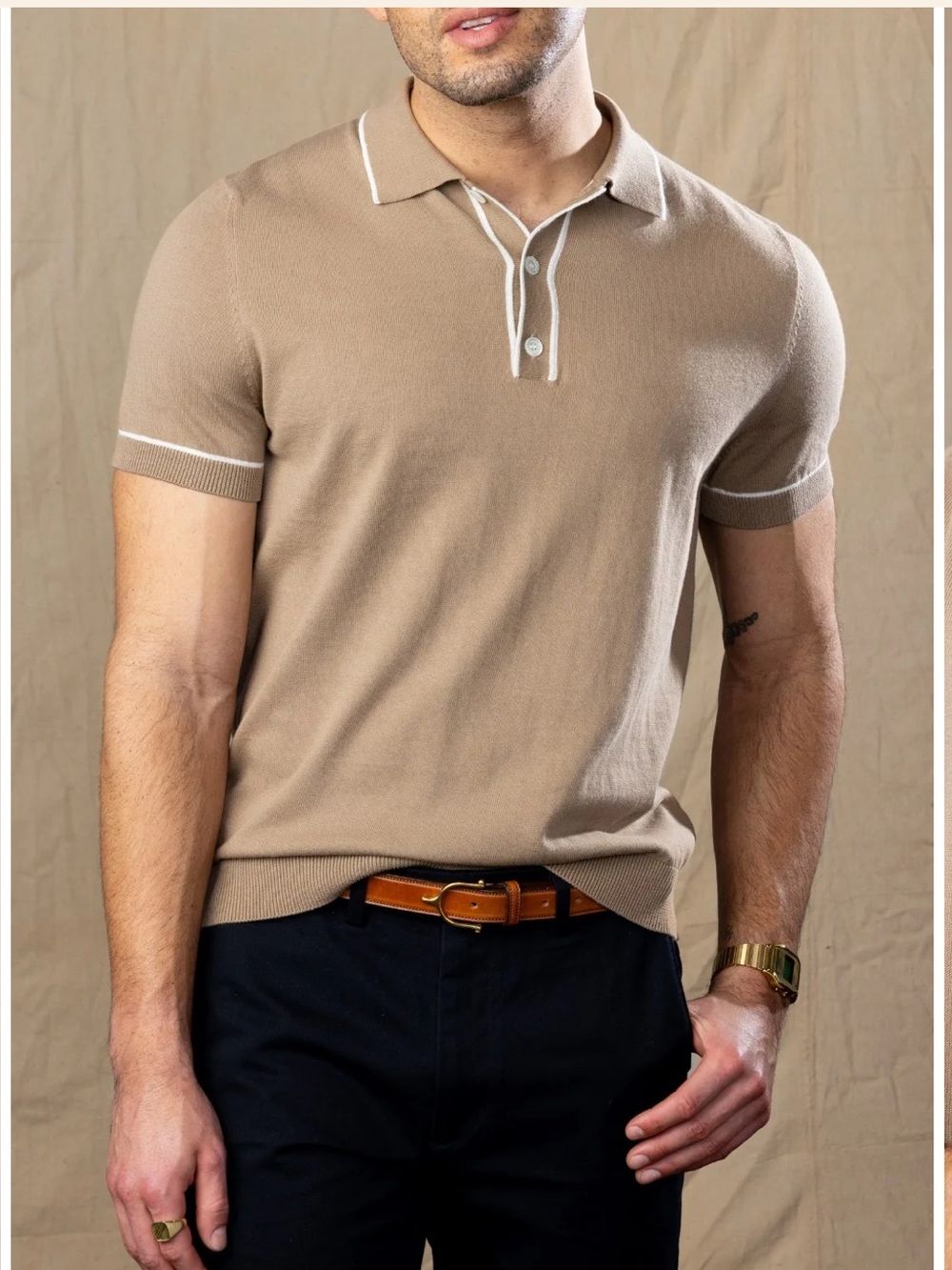 Elk Head Cashmere Cotton Blend Polo Shirt Men's Size Small Preppy